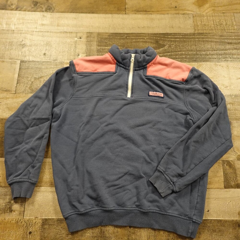 Vineyard Vines Women's Shep Shirt Pullover – XS Blue & Coral 1/4 Zip
